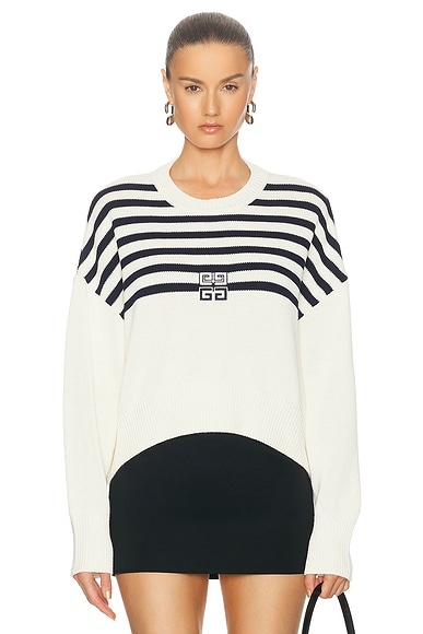 Equipment Lucien Striped Wool Blend Sweater in Ivory Black FWRD