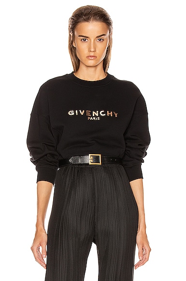 Givenchy Cropped Oversized Sweatshirt in Black | FWRD