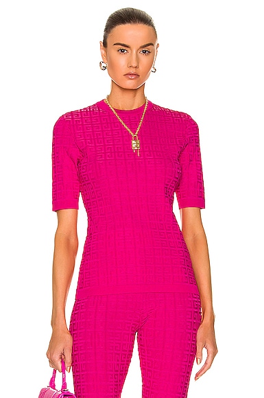 Givenchy Monogram All Over Knit Sweater In Fuchsia