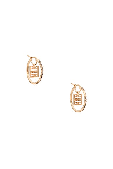 Givenchy 4G Crystal Hoop Earrings in Rose Gold
