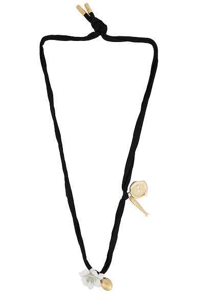 Lucky Charms Black Flower Cord Necklace