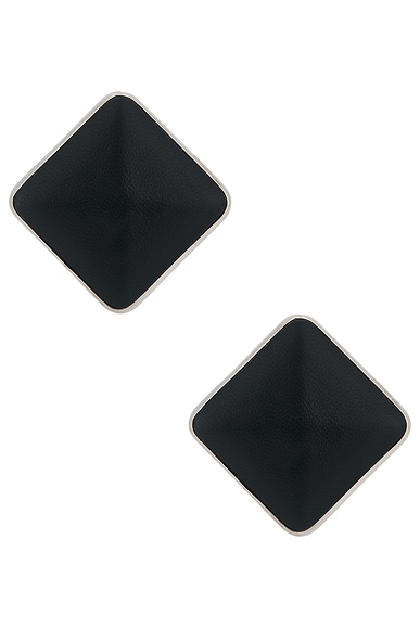Givenchy Sculpted Asymmetric Leather Earrings in Black & Silvery