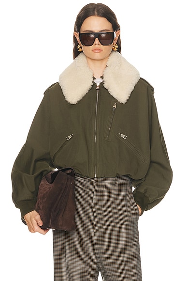 Shearling Collar Bomber Jacket