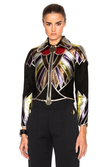 Suede Embroidered Patchwork Jacket