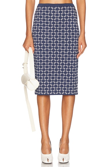 Givenchy High Waist Midi Skirt in Denim Blue