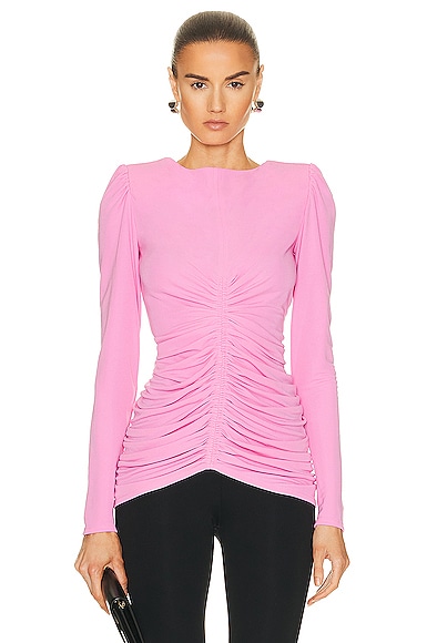 Givenchy Ruched Long Sleeve Top in Bubblegum