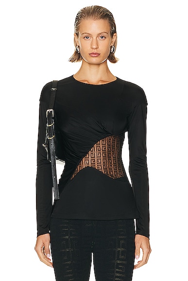 Givenchy 4G Lace Cut Out Top in Black