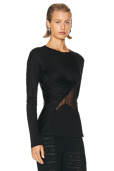 Shop Givenchy 4g Lace Cut Out Top In Black