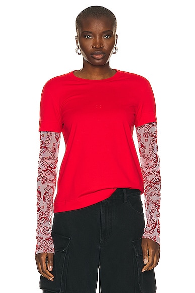 Givenchy Double Layer Long Sleeve T Shirt in Vermilion