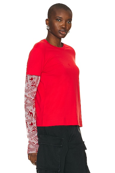 Shop Givenchy Double Layer Long Sleeve T Shirt In Vermilion
