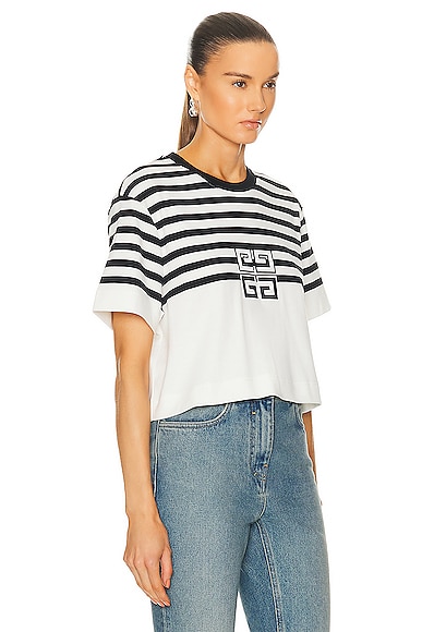 Shop Givenchy Cropped Masculine T Shirt In White & Black