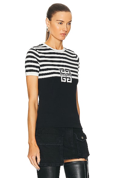 Shop Givenchy Ringer T Shirt In Black & White