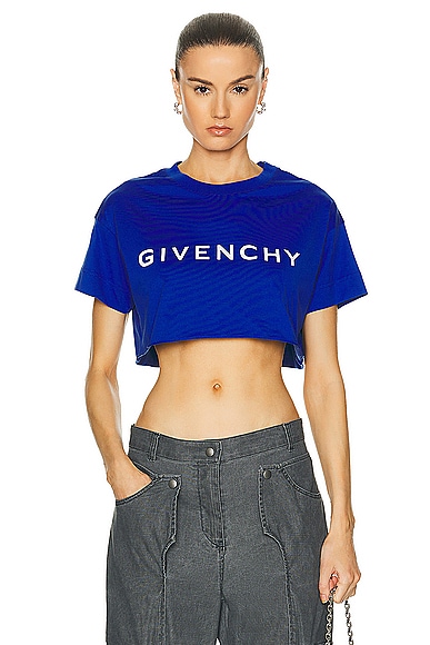 Givenchy Cropped Logo Tee in Iris Purple