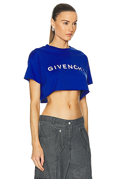 Shop Givenchy Cropped Logo Tee In Iris Purple