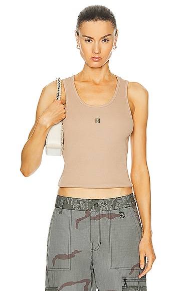 Shop Givenchy Rib Tank Top In Beige Cappuccino