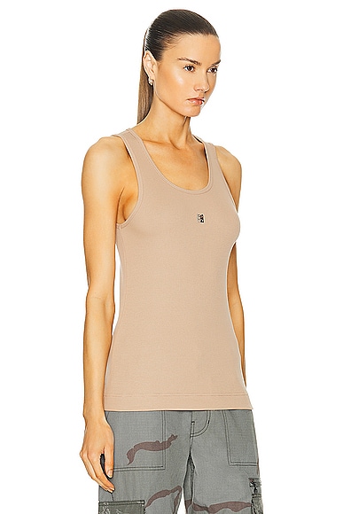 Shop Givenchy Rib Tank Top In Beige Cappuccino