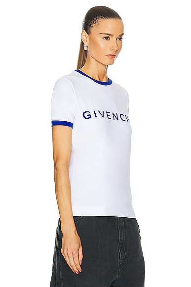 Shop Givenchy Ringer T-shirt In Optic White & Blue