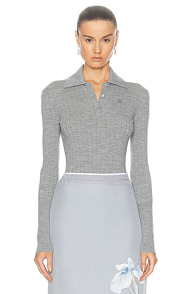 Shop Givenchy Long Sleeve Bodysuit In Heather Grey