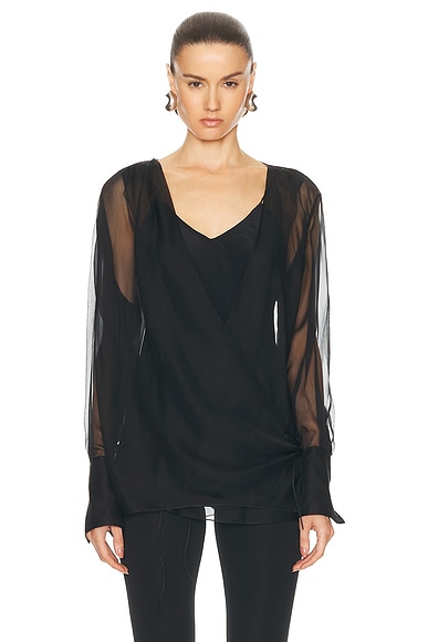 Shop Givenchy Draped Shirt In Black