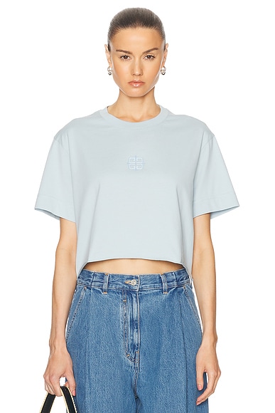 Givenchy 4G Cropped T-Shirt in Sky Blue