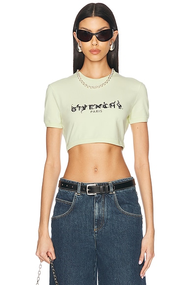 Givenchy Cropped T-Shirt in Pale Green | FWRD
