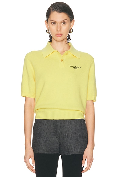 Givenchy Short Sleeve Polo Top in Acid Yellow