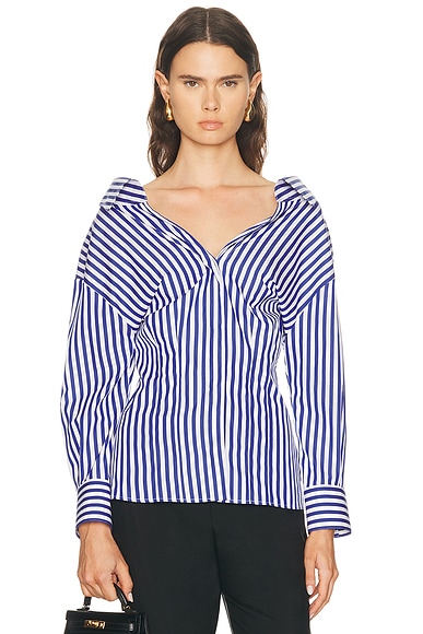 Givenchy Open Shirt in Electric Blue & White