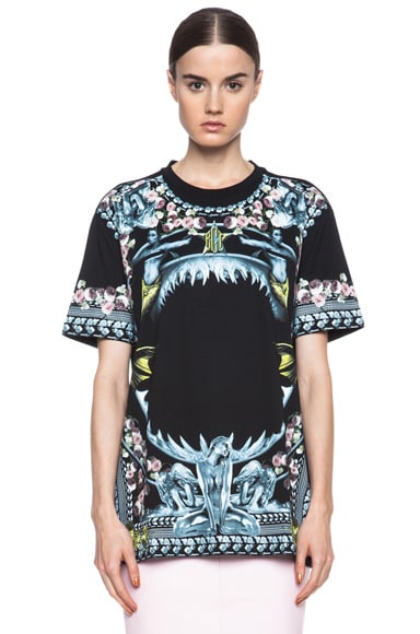 Givenchy Shark Jaw and Mermaid Roses Cotton Tee in Black | FWRD
