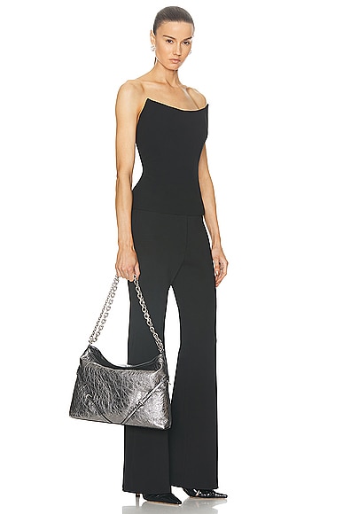 Shop Givenchy Medium Voyou Chain Bag In Silvery Grey