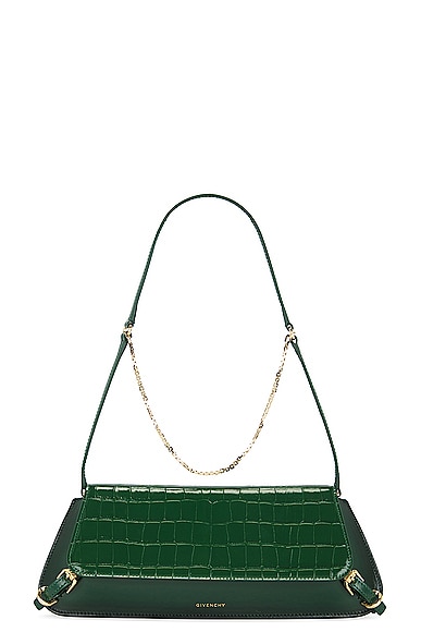 Shop Givenchy Voyou East West Clutch In Emerald Green