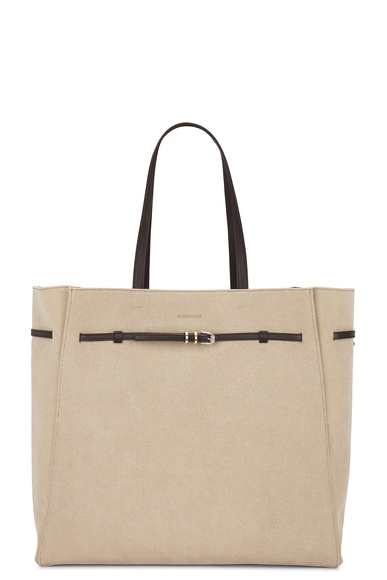 Shop Givenchy Large Voyou East West Tote Bag In Army Beige