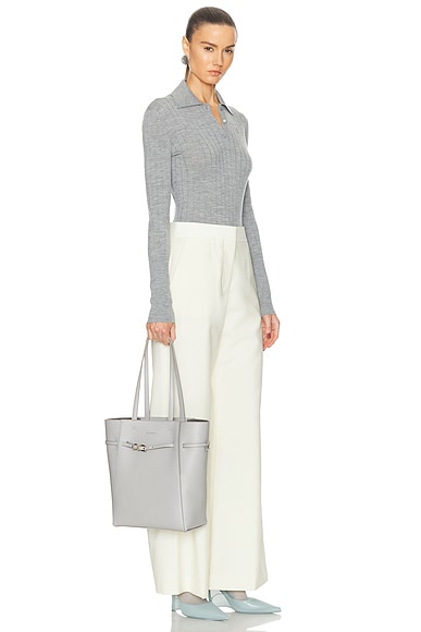 Shop Givenchy Small Voyou North South Tote Bag In Light Grey