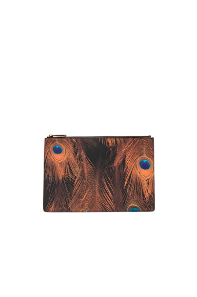 Medium Peacock Feather Print Pouch