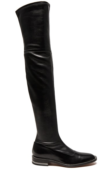 Stretch Leather Over The Knee Boots