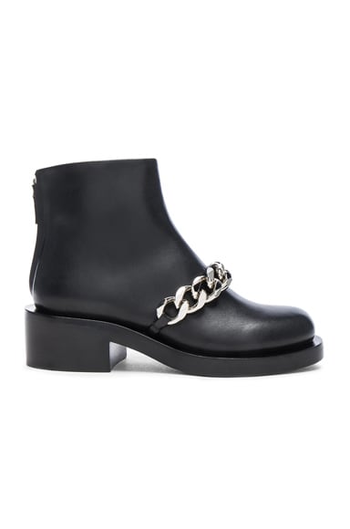 Leather Laura Silver Chain Ankle Boots