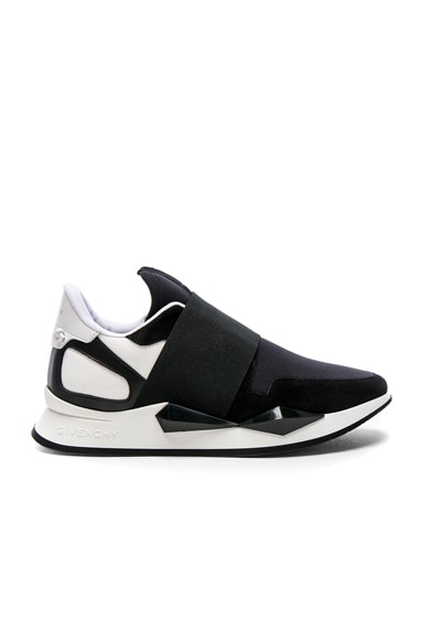 Suede & Patent Leather Elastic Strap Sneakers