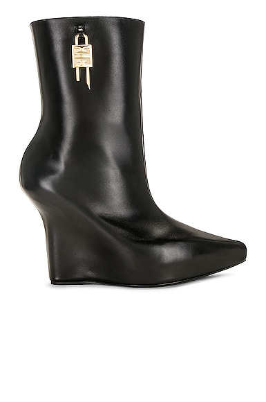 G Lock Wedge Ankle Boot in Black