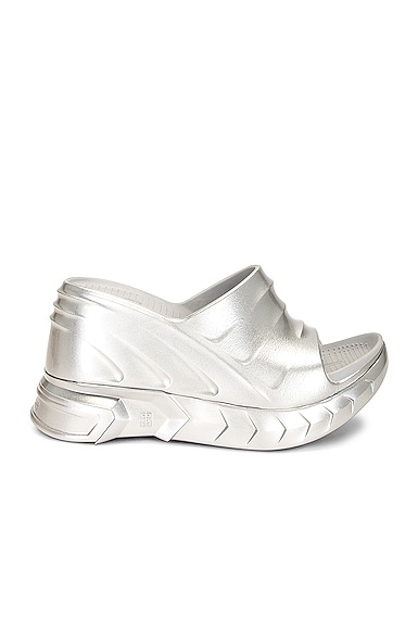Givenchy Marshmallow Wedge Sandal in Metallic Silver