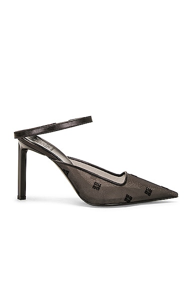 Givenchy Show Logo-embroidered Leather-trimmed Mesh Slingback Pumps In Black