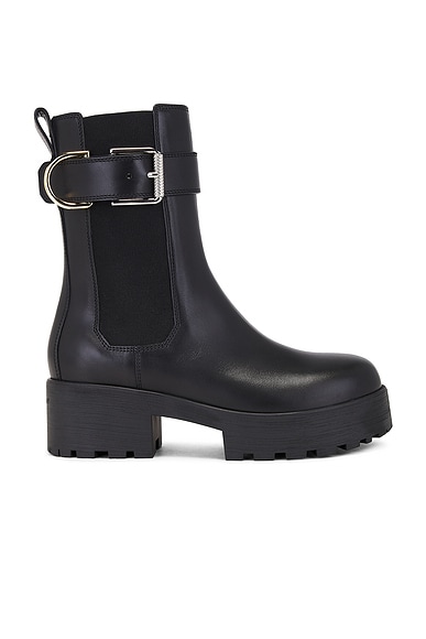 Ellery Croc Embossed Sunny Boots in Black Red FWRD