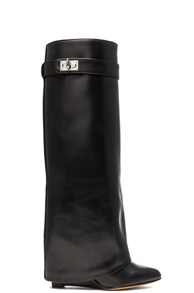Givenchy Shark Lock Tall Leather Pant Boots in Black | FWRD
