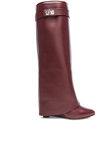 Givenchy Shark Lock Tall Leather Pant Boots in Burgundy | FWRD