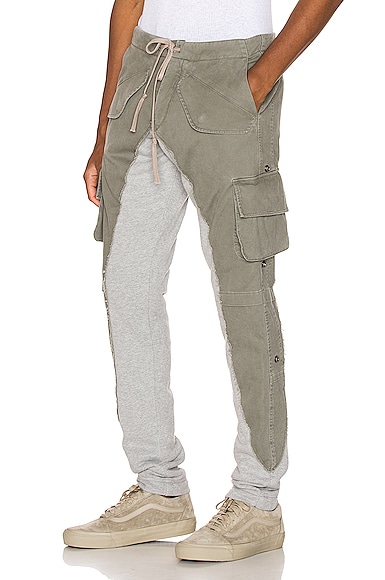 Greg Lauren 50/50 Army Terry Long Pant in Army | FWRD