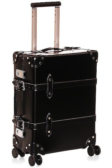 Globe-trotter 4 Wheel Carry On Luggage 40x55x21cm In Black & Black Chrome