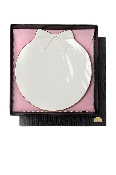 Sadaf Serving Plate in White & Gold