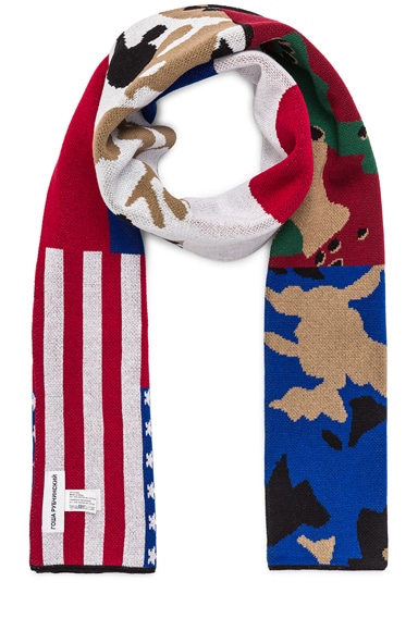 Gosha Rubchinskiy Camo Flag Scarf in Multicolor | FWRD