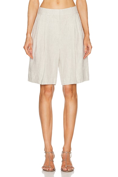 Shop Grlfrnd Linen Bermuda Shorts In Natural Linen