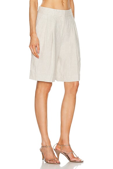 Shop Grlfrnd Linen Bermuda Shorts In Natural Linen