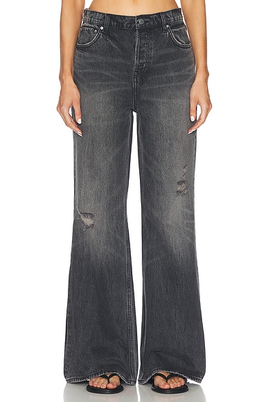 GRLFRND Jade Low Rise Relaxed Flare Jeans in Phantom