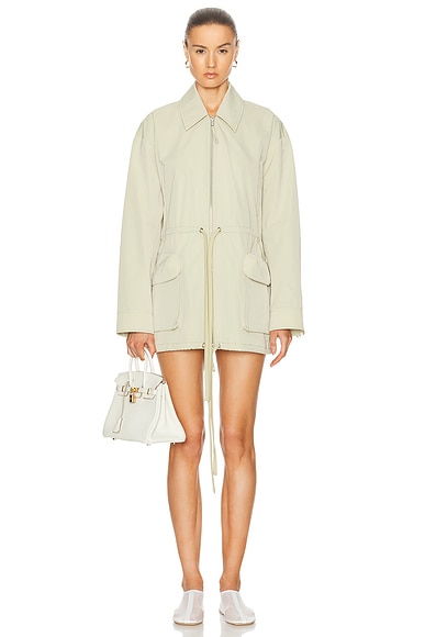 Shop Grlfrnd Tech Gabardine Parka Jacket In Light Olive